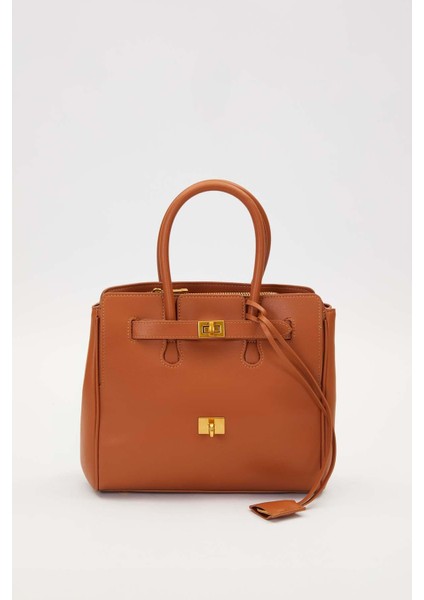 KOYU KAHVE Deri Aksesuar Detaylı El Çantası