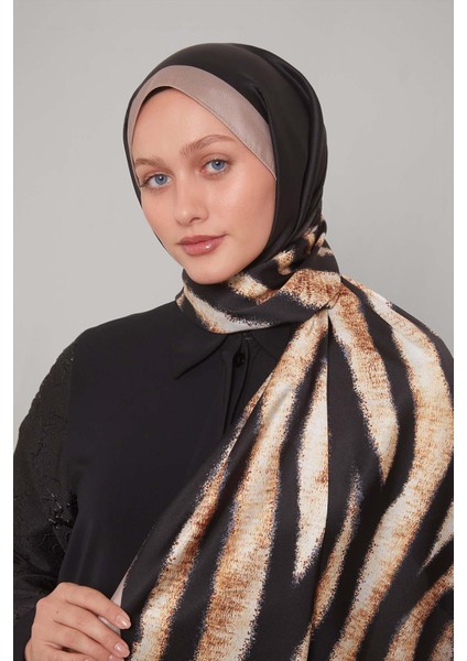 Sütlü Kahve Leopar Desen Twill Şal