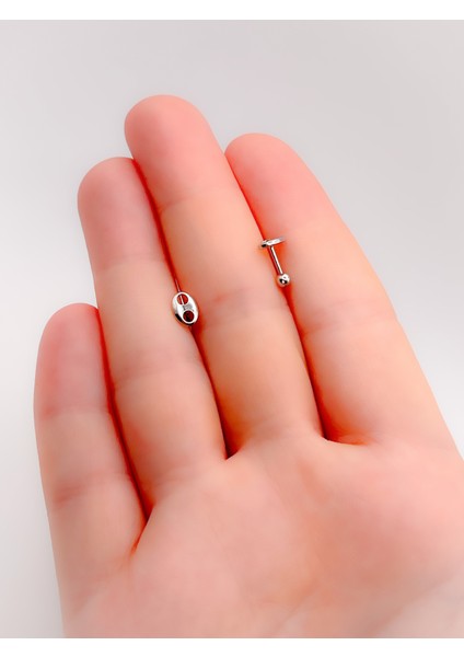 Cerrrahi Çelik Piercing ( Pirsing ) Düğme Figürlü Tragus Helix Piercing (1ADET) modelleri