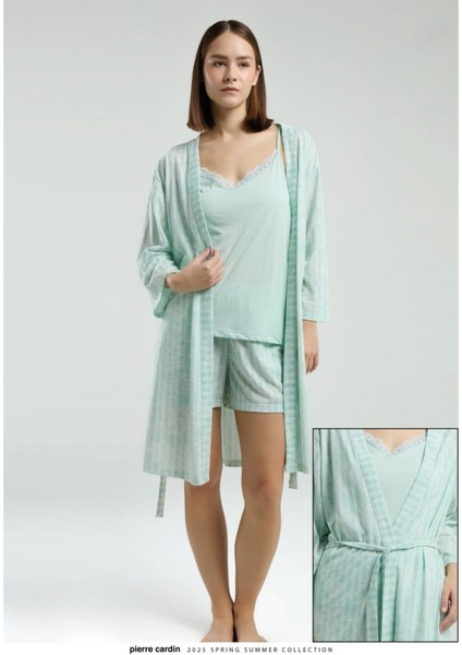 Kadın Ev Giyim Askılı & Şort & Sabahlık 3 Parça Kutulu Pijama Takımı L1.PC.004.102.K12