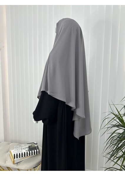 Tek Kat Medine Ipegi Pratik Bağlamalı Üçgen Sufle Eşarp Gri ,hijab ( Hac ve Umre Için Uygundur) modelleri
