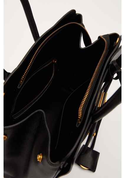 Siyah Deri Aksesuar Detaylı El Çantası modelleri