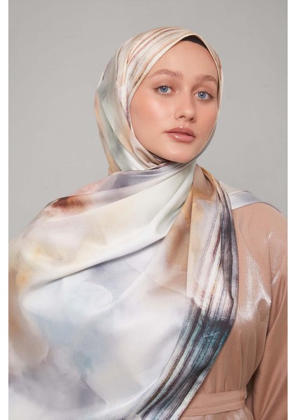 Hardal Ebruli Desen Twill Şal modelleri