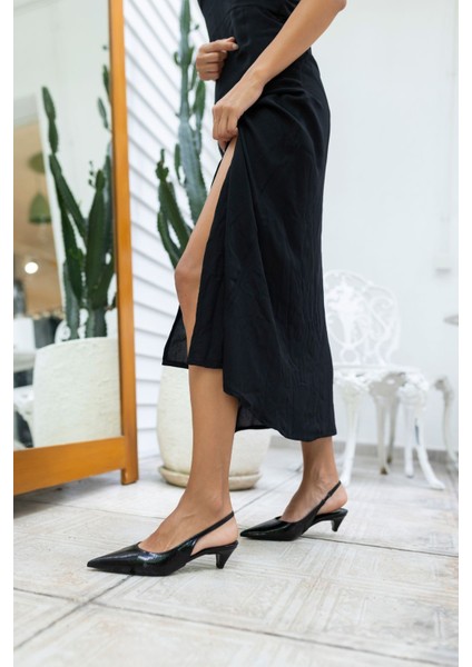 Mesalı Kadın Gumus Yılan Desen Mını Topuklu Ayakkabi