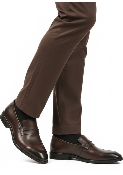 Kahve Hakiki Deri Erkek Klasik Ayakkabı 854 M modelleri