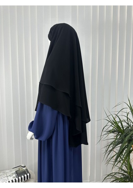 Iki Katlı Hazır Sufle Esarp Medine Ipegi Hac ve Umre Için Uygundur Siyah indirimleri