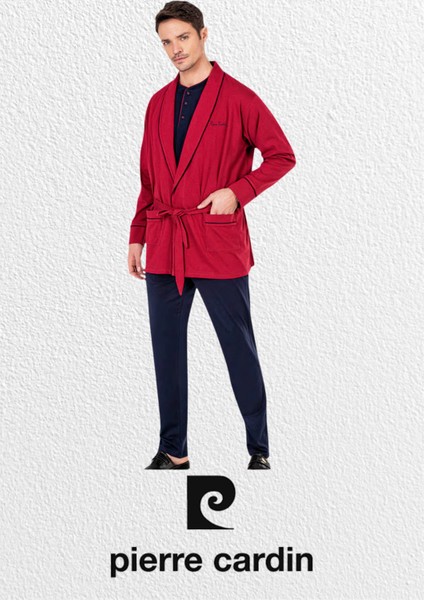 Erkek Bordo Penye 3'lü Robdöşambır & Uzun Kollu Pijama Takımı (2 Adet Çorap Hediyeli) fiyatları