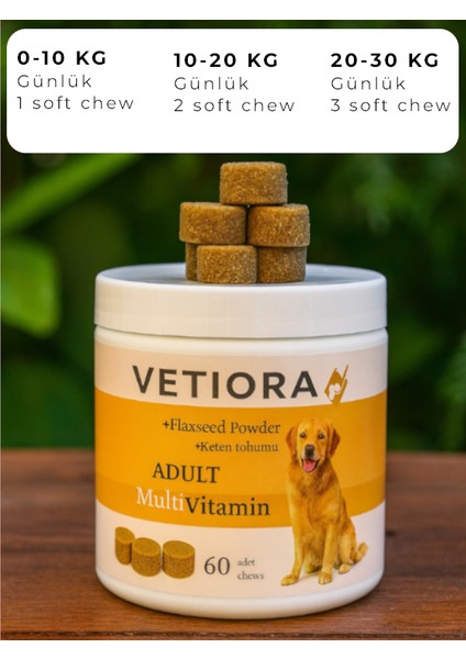 Köpekler İçin Multivitamin Güçlü Bağışıklık ve Sağlıklı Tüyler İçin Ödül Formunda, 60 Adet, 150 Gr