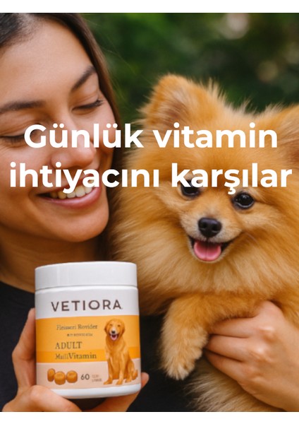 Köpekler İçin Multivitamin Güçlü Bağışıklık ve Sağlıklı Tüyler İçin Ödül Formunda, 60 Adet, 150 Gr