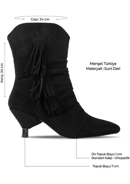 Agnes Kenar Püskül Detaylı Günlük Kadın Bot Siyah fırsatları