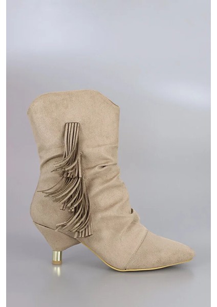 Agnes Kenar Püskül Detaylı Günlük Kadın Bot Bej fiyatları