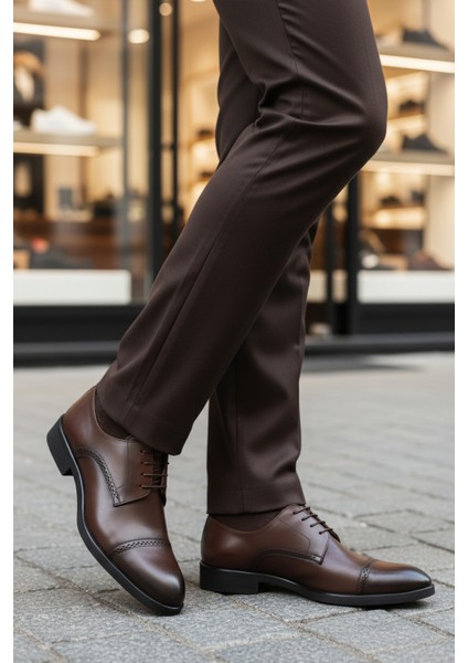 Kahve Hakiki Deri Erkek Klasik Ayakkabı 395 M