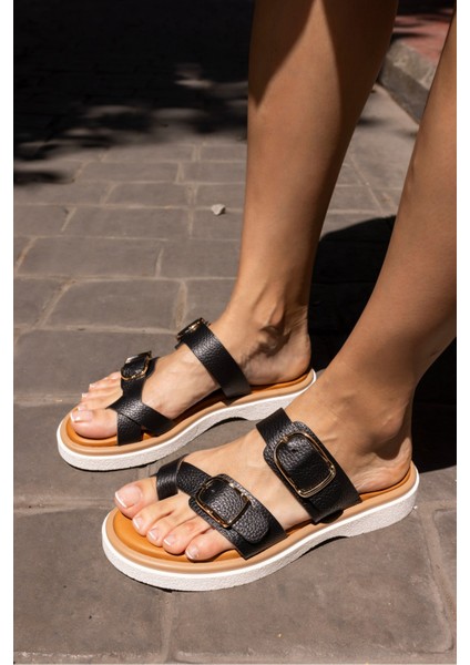 Pisiya Kadin Somon Gercek Deri Parmak Arasi Terlik