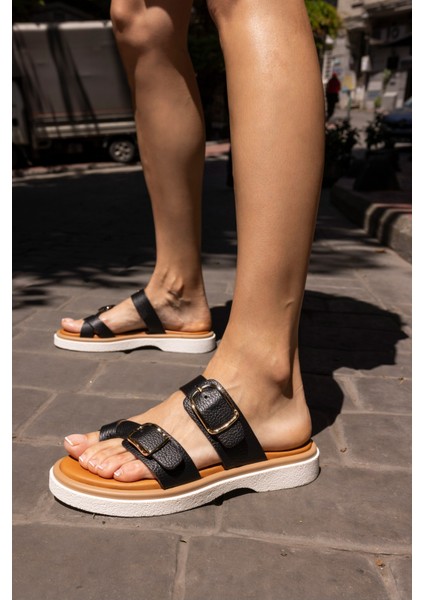 Pisiya Kadin Somon Gercek Deri Parmak Arasi Terlik