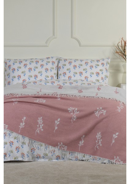 Nadia Battaniye Çift Kişilik Pamuklu (200X220 Cm) Pudra