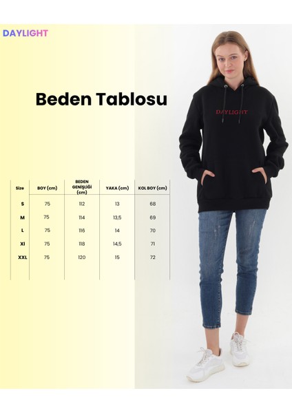 Daylıght Unisex Siyah Kapüşonlu Sweatshirt (Kırmızı Nakışlı)