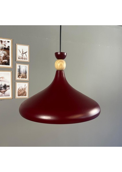 Vişne Çürüğü Ahşap Şapka Tekli Avize Sarkıt Salon Mutfak Cafe Butik Lamba Aydınlatma Avizeler indirimleri