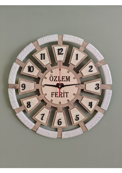 Kişiye Özel Makrome Detaylı Ahşap Duvar Saati – 40 cm Mdf El Yapımı Tasarım modelleri