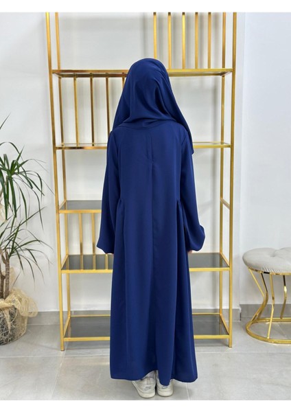 Kız Çocuk Tesettür Elbise,sufle Eşarp Takım Lacivert modelleri