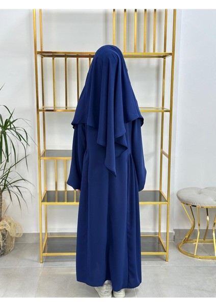 Kız Çocuk Tesettür Elbise,sufle Eşarp Takım Lacivert fırsatları