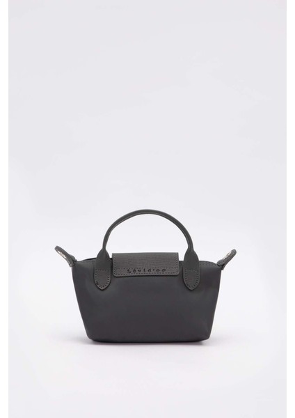 Gri Mini Boy Deri Kapak Detaylı El Çantası fırsatları