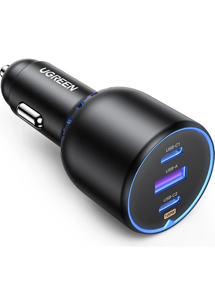 130W Qc Pd Hızlı Araç Içi Şarj Cihazı Çakmaklık Adaptörü 2xusb-C, 1xusb-A, Siyah, 90413