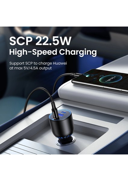 130W Qc Pd Hızlı Araç Içi Şarj Cihazı Çakmaklık Adaptörü 2xusb-C, 1xusb-A, Siyah, 90413 modelleri
