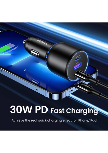 130W Qc Pd Hızlı Araç Içi Şarj Cihazı Çakmaklık Adaptörü 2xusb-C, 1xusb-A, Siyah, 90413 fırsatları