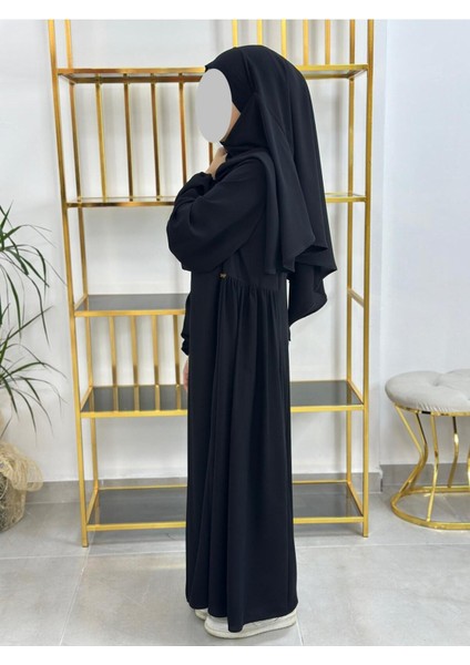 Kız Çocuk Tesettür Elbise,sufle Eşarp Takım Siyah fırsatları
