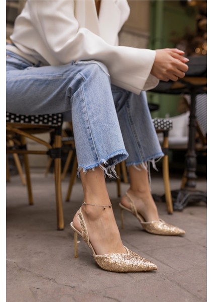 Payette Kadin Altın Payetli Topuklu Sandalet fiyatları