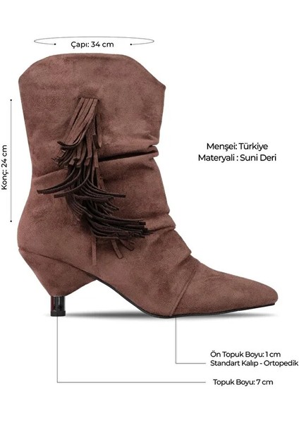 Agnes Kenar Püskül Detaylı Günlük Kadın Bot Kahve fırsatları