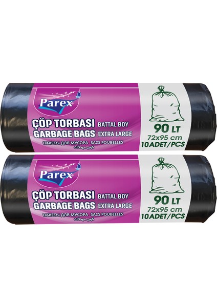 Professional 10'lu Çöp Torbası Battal Boy 72 x 95 cm Ikili Paket