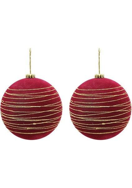 Kadife Yılbaşı Topu – Altın Simli Çam Ağacı Süsü Bordo 12 cm 2'li fiyatları