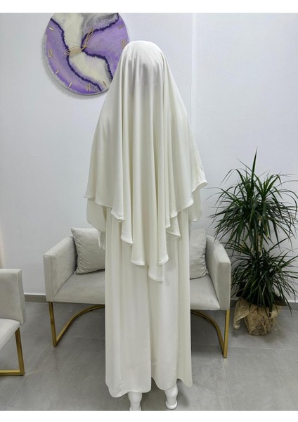 Ferace & Abaya Sufle Takım Yandan Robalı Elbise .hac ve Umre Için Uygundur Ekru Rengi fırsatları
