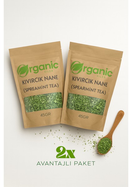 Doğal Kıvırcık Nane Çayı - Spearmint Tea 45GR 2'li Set - Katkısız & %100 Doğal - Pcos & Mide Dostu