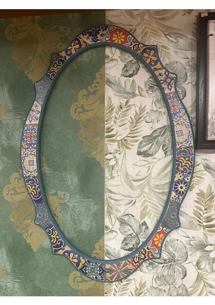 Dev, Renkli, Etnik Desenli Oval Ahşap Çerçeve, 65 x 95 cm fiyatları
