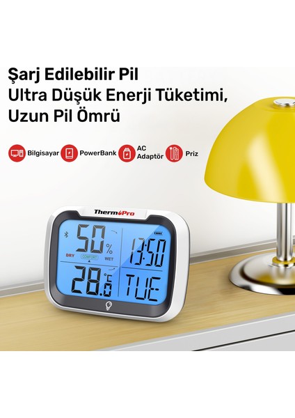 TP393B 7" Wi-Fi Iç ve Dış Mekan Sıcaklık, Nem, Basınç Ölçer Geniş Ekranlı Termometre modelleri