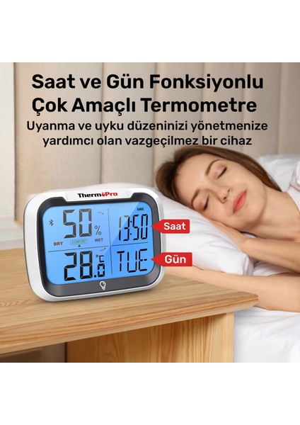 TP393B 7" Wi-Fi Iç ve Dış Mekan Sıcaklık, Nem, Basınç Ölçer Geniş Ekranlı Termometre fırsatları