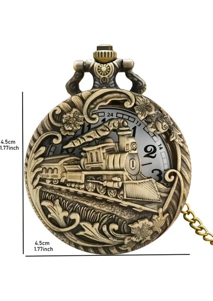 Kişiye Özel Vintage Buharlı Tren Tasarımlı Bronz Cep Saati – Zincirli Antika Görünümlü Hediye Saat fiyatları