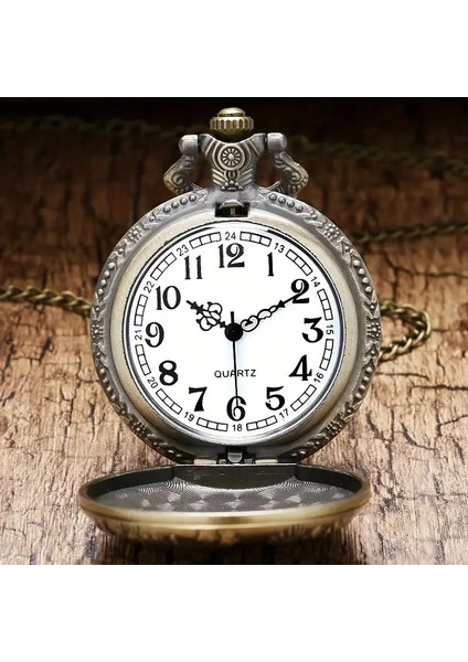 Kişiye Özel Vintage Buharlı Tren Tasarımlı Bronz Cep Saati – Zincirli Antika Görünümlü Hediye Saat indirimleri