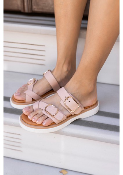 Pisiya Kadin Somon Gercek Deri Parmak Arasi Terlik fiyatları