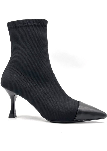 Darla Kadın Topuklu Streç Bot Siyah