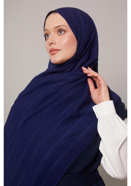 Lacivert Kendinden Dokulu Natural Line Şal fiyatları