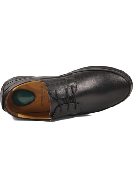 Siyah Hakiki Deri Jel Tabanlı Ortopedik Erkek Günlük Ayakkabı 478 M fırsatları