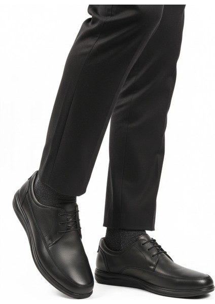 Siyah Hakiki Deri Jel Tabanlı Ortopedik Erkek Günlük Ayakkabı 473 M modelleri