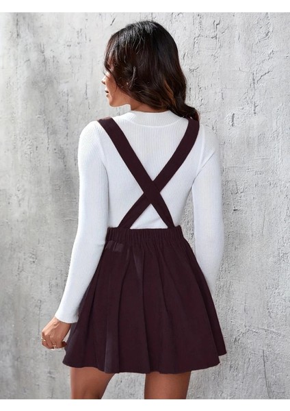 Mdb Kadın Askılı Sırttan Çapraz Detaylı Kısa Kiloş Kadife Mini Elbise modelleri