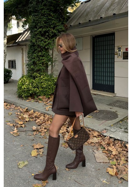 Kahverengi Şal Detaylı Kaban - 7600 modelleri