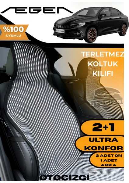 Fiat Egea Uyumlu Siyah Kilim Tipi Terletmez Koltuk Kılıfı 2+1 Ultra Konfor Seti