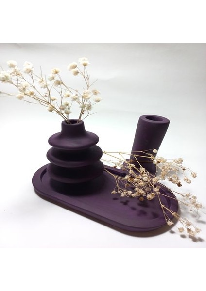 Dekoratif 3 Parça Tabaklı Vazo Set Beyaz modelleri