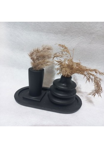 Dekoratif 3 Parça Tabaklı Vazo Set Beyaz fırsatları